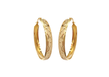 Gold Plated | Diamond Cut Bangle Earrings With V